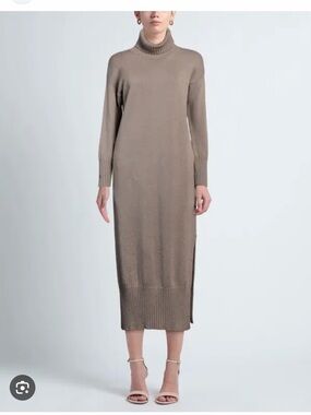 Snobby Sheep Wool Cashmere Midi Dress in Light Taupe